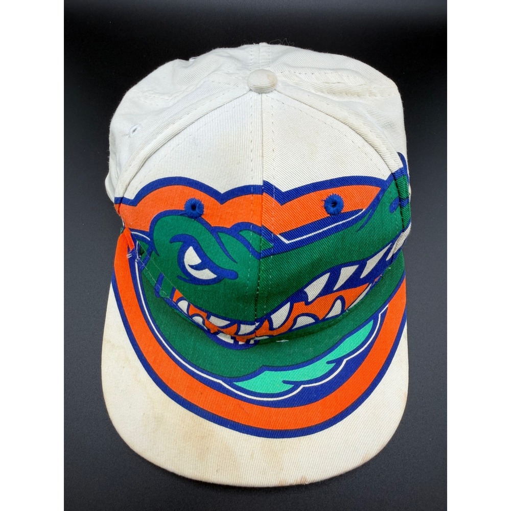 Vintage University of Florida Gators Snapback Hat White Orange Blue Global Caps